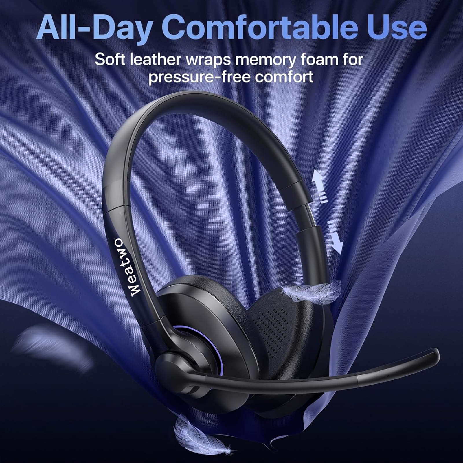 Cuffie wireless classe 1 V5.1 Bluetooth con doppio microfono CVC8.0 con cancellazione del rumore, cuffie wireless per telefoni cellulari, PC, squadre, zoom, casa, ufficio, 30 ore di conversazione