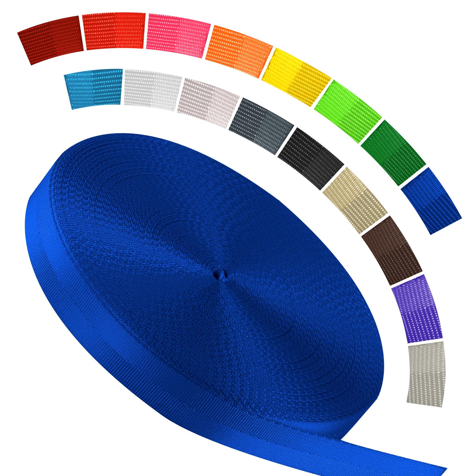 Polyester Webbing Strap 16+Colors – 1"&amp;1.5"&amp;1.9" – 16.5 25 33 55 Yards Heavy Duty Webbing Roll, Flat Webbing Strap for Indoor&amp;Outdoor Gear, DIY Crafting, Repairing