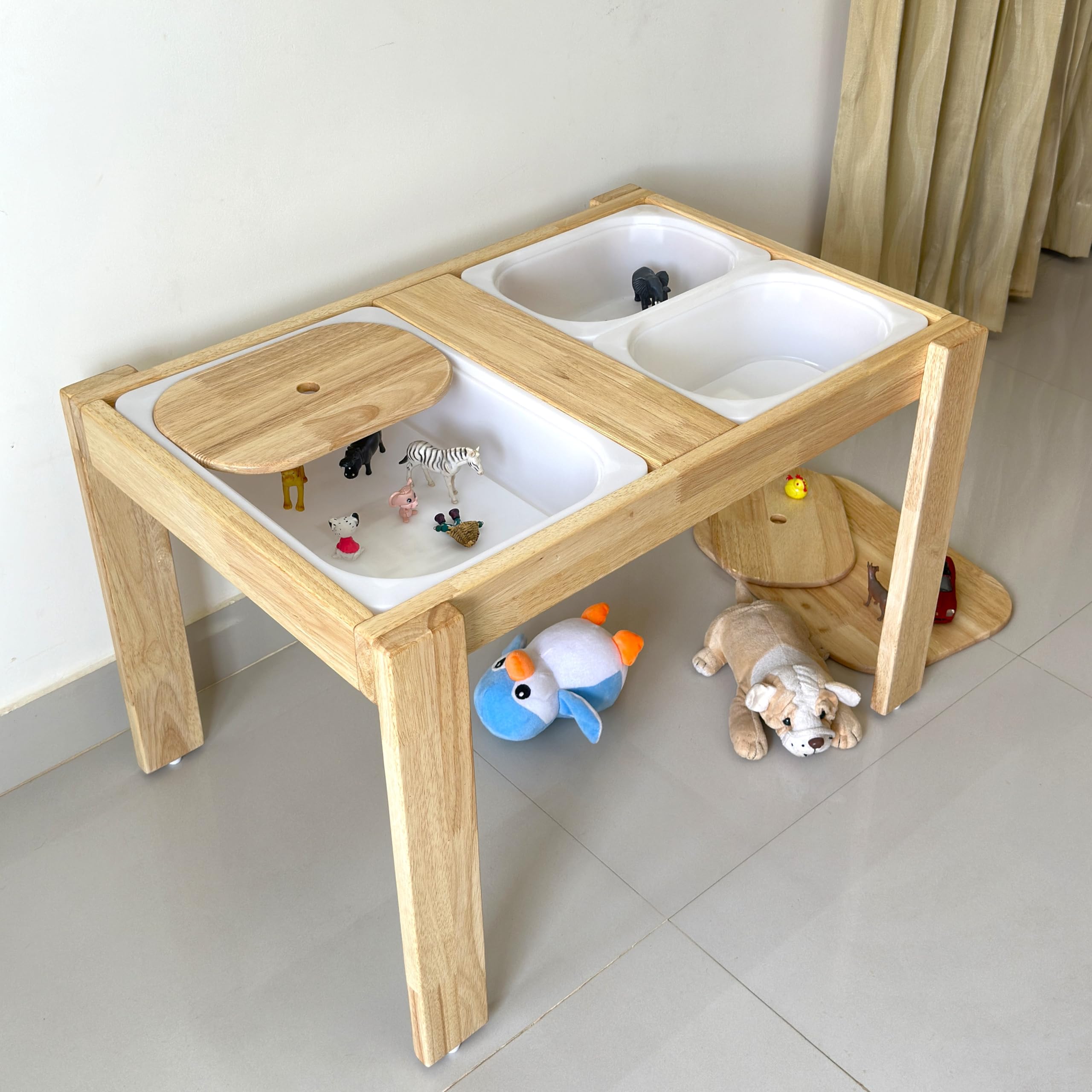 Rustic Lumber Design Studio Nature's Discovery Sensory Play Table | Messy Play | Wooden | Children's Sensory Activity Table - with 3 Sensory Bins