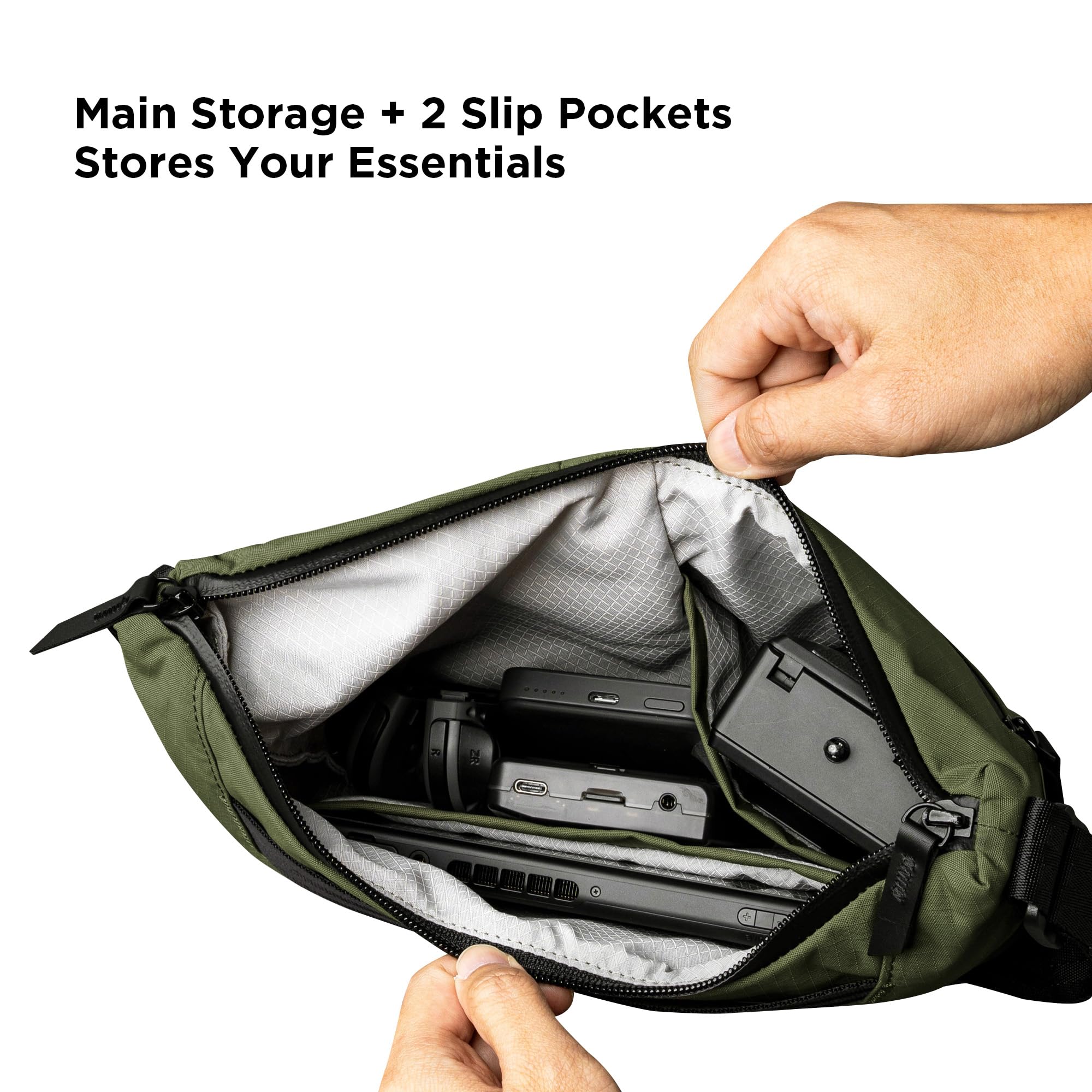 ALPAKA Flow Satchel Mini, 2L EDC Bolso Bandolera Hombre con Portabotellas, Bolso de Hombro con Correa de llaves y Cremalleras AquaGuard, Correa de Hombro Desmontable, Aros de Fijación de Cinta