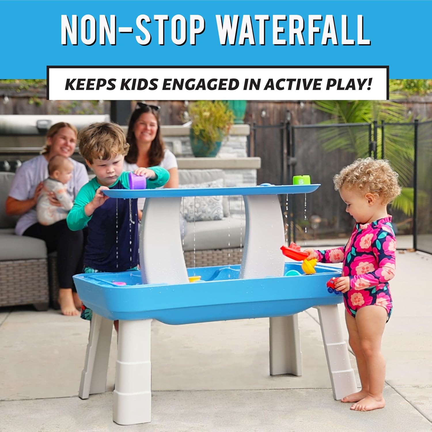 GoSports Water Table With Pump for Toddlers Ages 1.5-4 Years - Outdoor Play Table for Kids With Integrated Circulating Pump