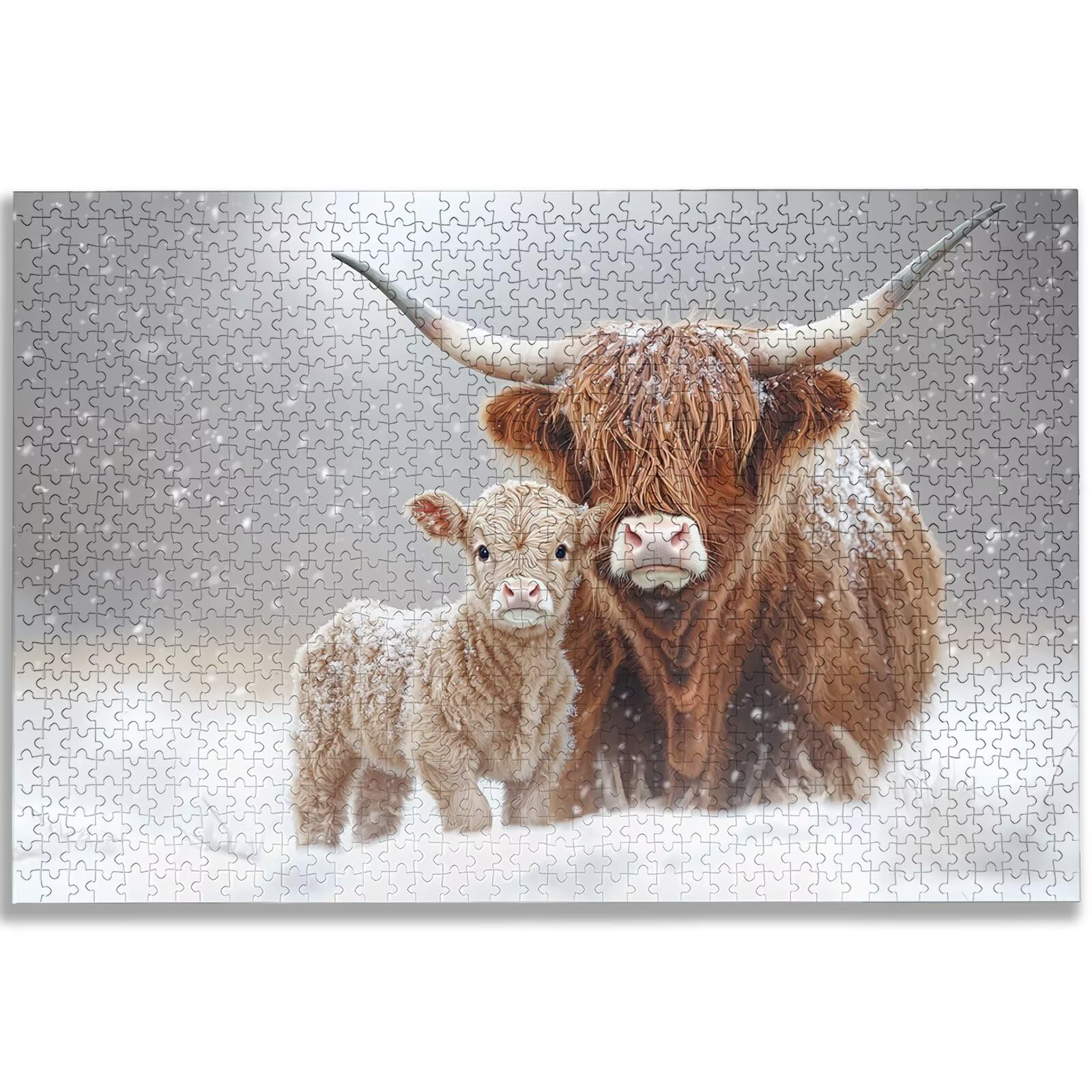 Puzzle 1500 Piezas, Puzzle Animal con Caja para Adultos, DIY Highland Cow Rompecabezas Madera para Adultos, 1500 Piezas Rompecabezas Desafiante, para Decoracion Hogar, Regalo Mujer/Hombres, -2444