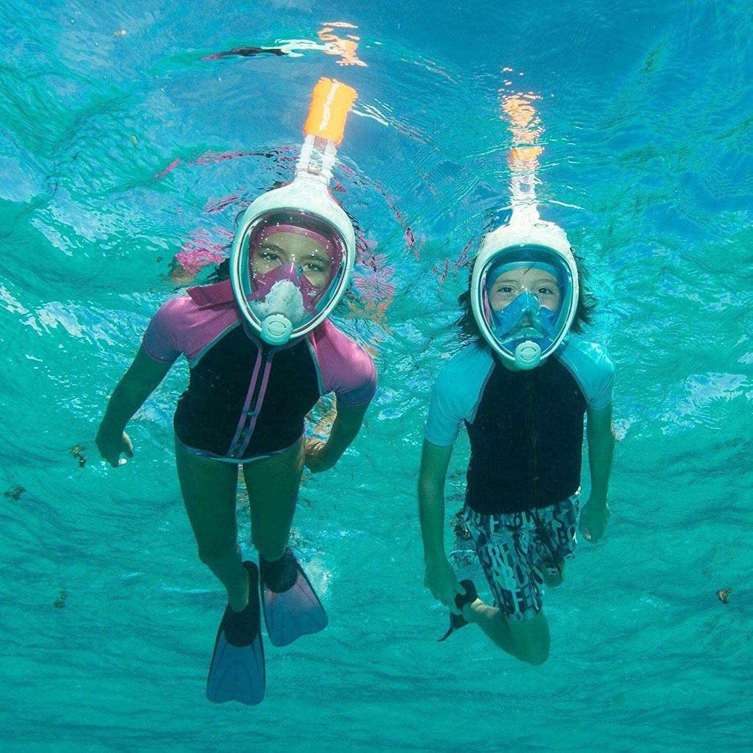 VBM Full Face Snorkel Mask Diving Mask Seaview 180° Panoramic Viewing Snorkeling Mask with Action Camera Mount Easy Breath Anti-Fog Anti-Leak Snorkeling Design for Adults (L/XL) 3