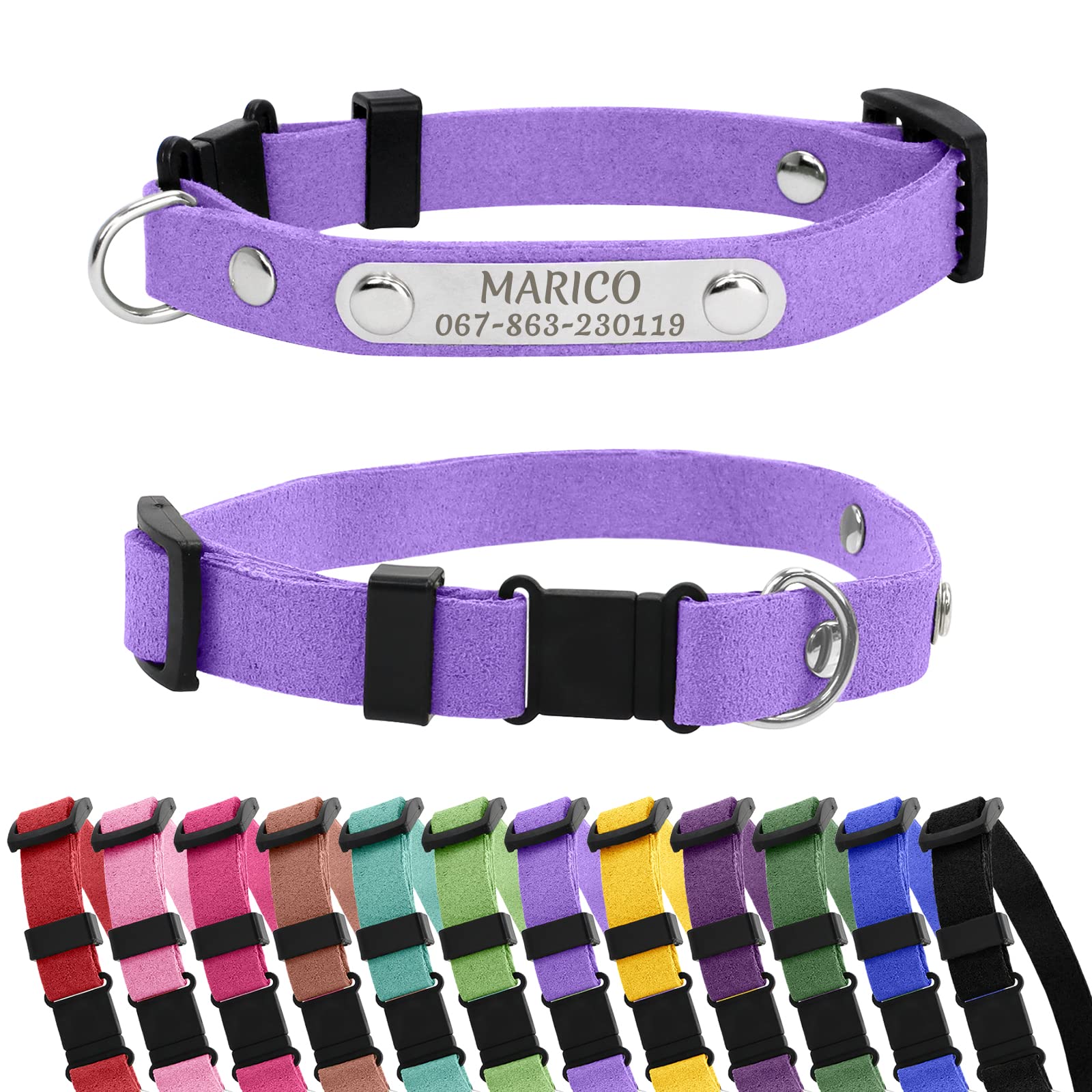 CAMAL Personalized Cat Collar with Name and Phone Number, Breakaway Cat Collar with Name Tag, Customized Cat Collar for Boys and Girls, Adjustable for