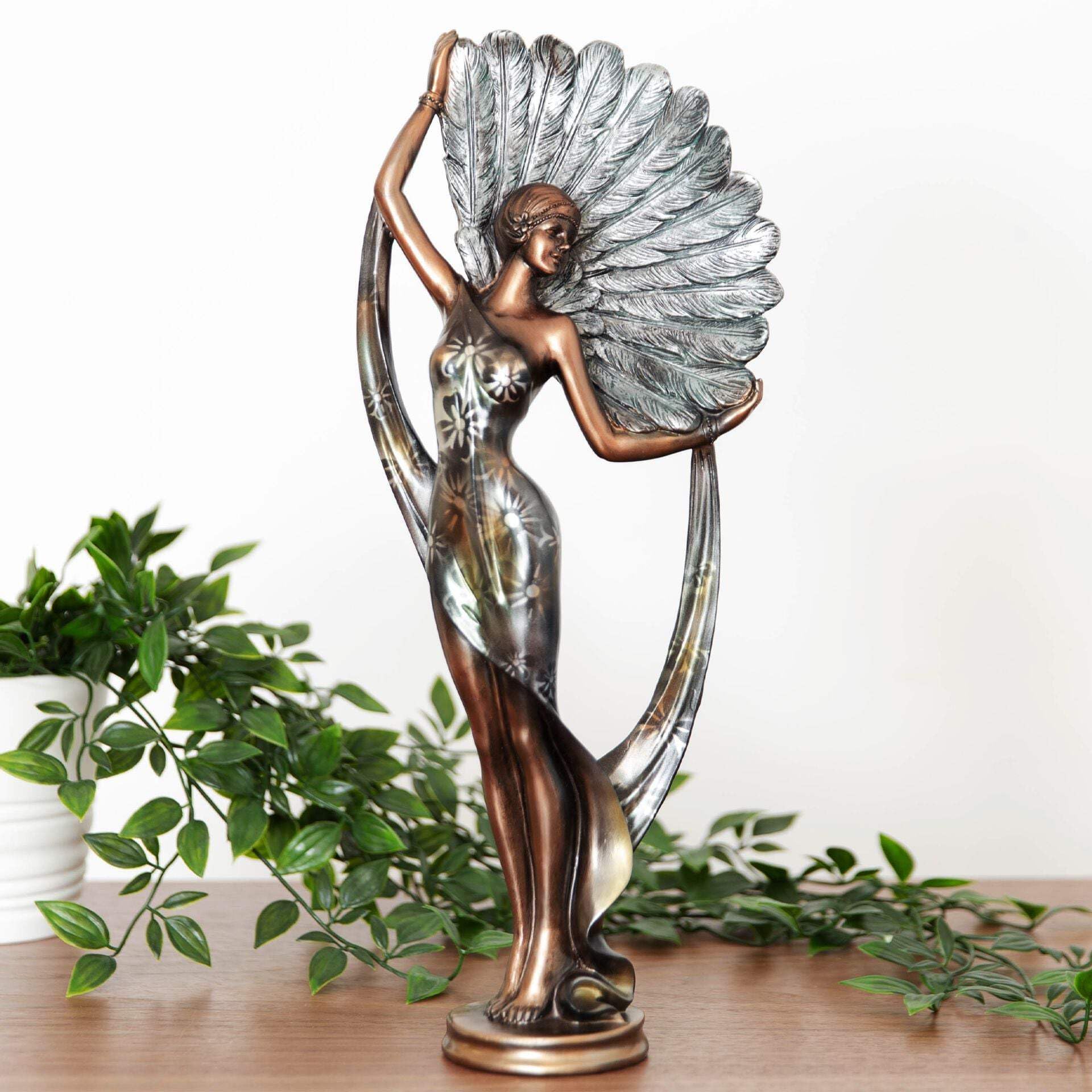 Juliana Lady Figurine in Bronze and Silver - Silhouette Collection - 37cm Tall