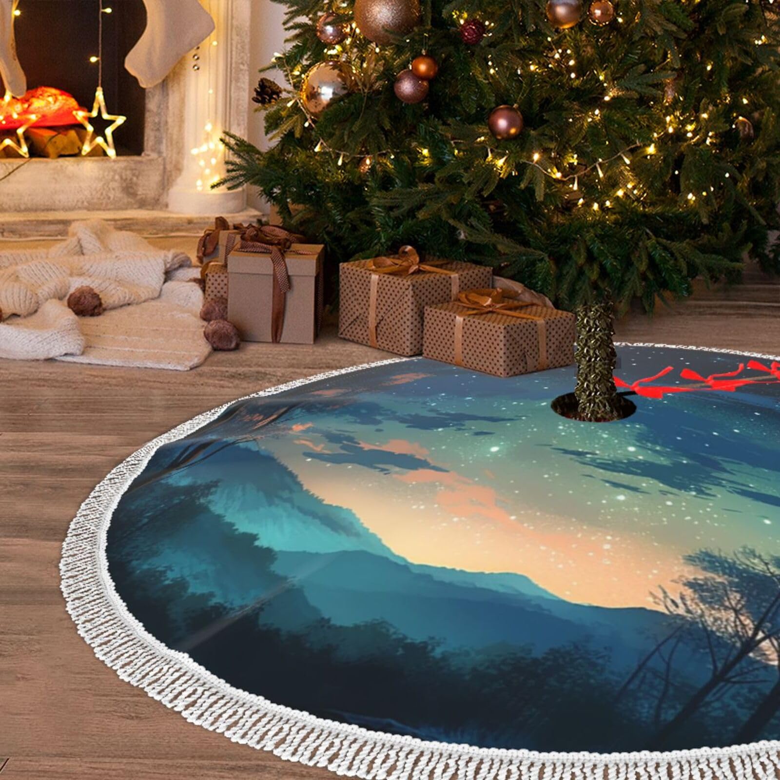 Jupe de sapin de Noël à pompons en peluche pour de doux souvenirs