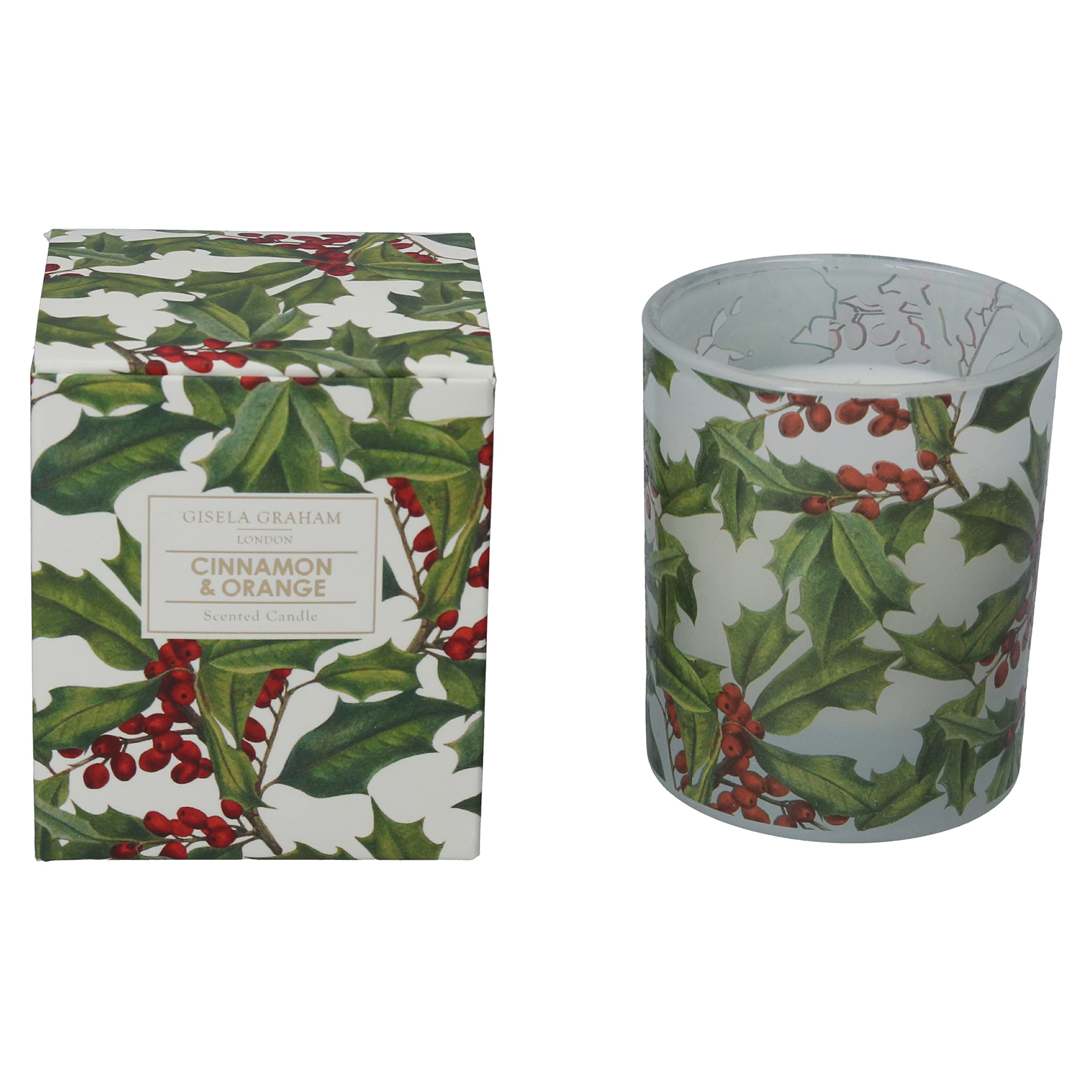 Gisela Graham Red, Green, Or Gold Holly Boxed Candle In Pot