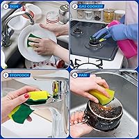 Vista 4 de Kitchen Cleaning Sponges,96 Pack Eco Non-Scratch for Dish,Scrub Sponges.