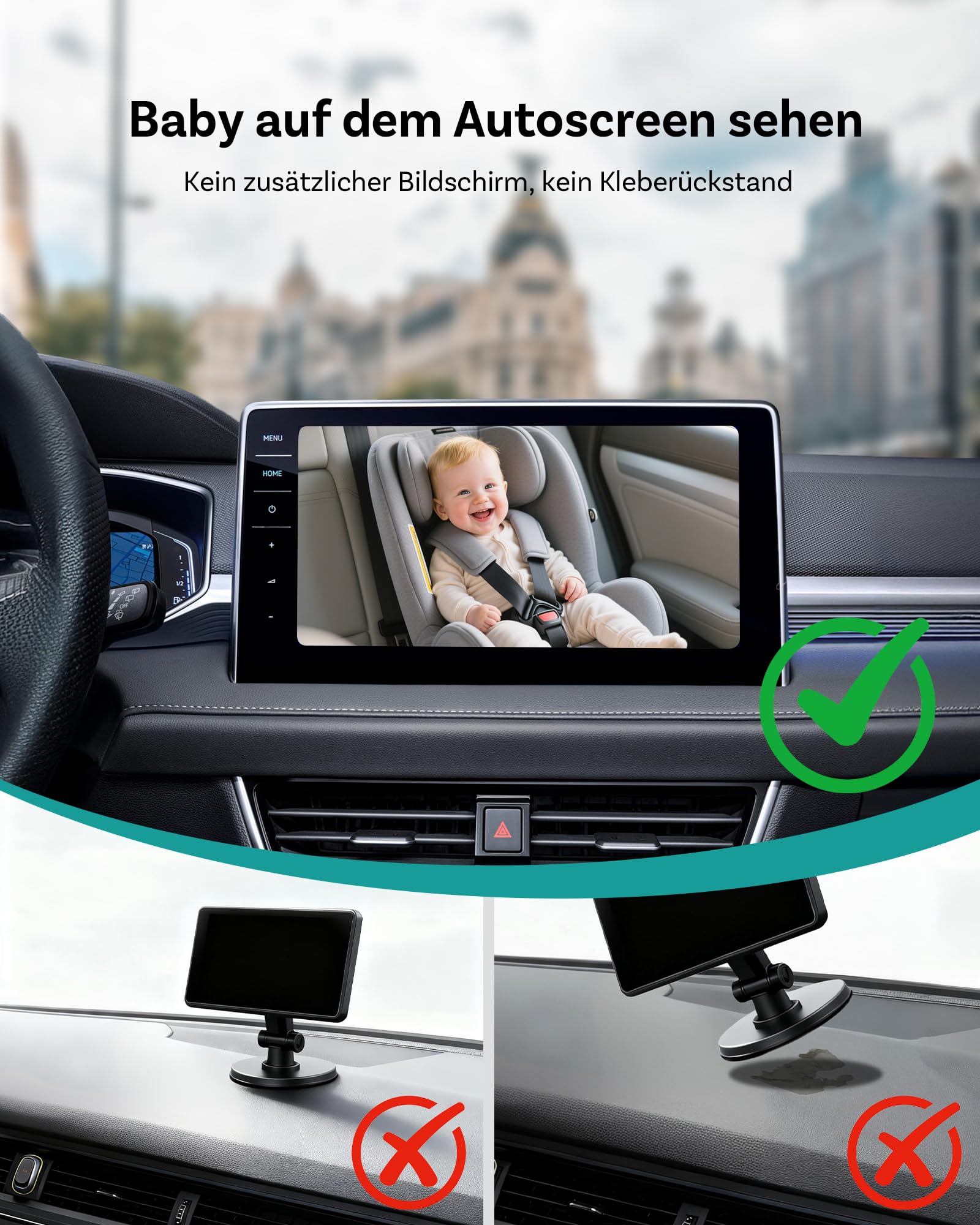 Ottocast Cabin Care CarPlay Adapter 2026, Ottocast Mini Caméra Siège Arrière 1080P, USB-A Plug & Play, Uniquement pour CarPlay Filaire d’Origine