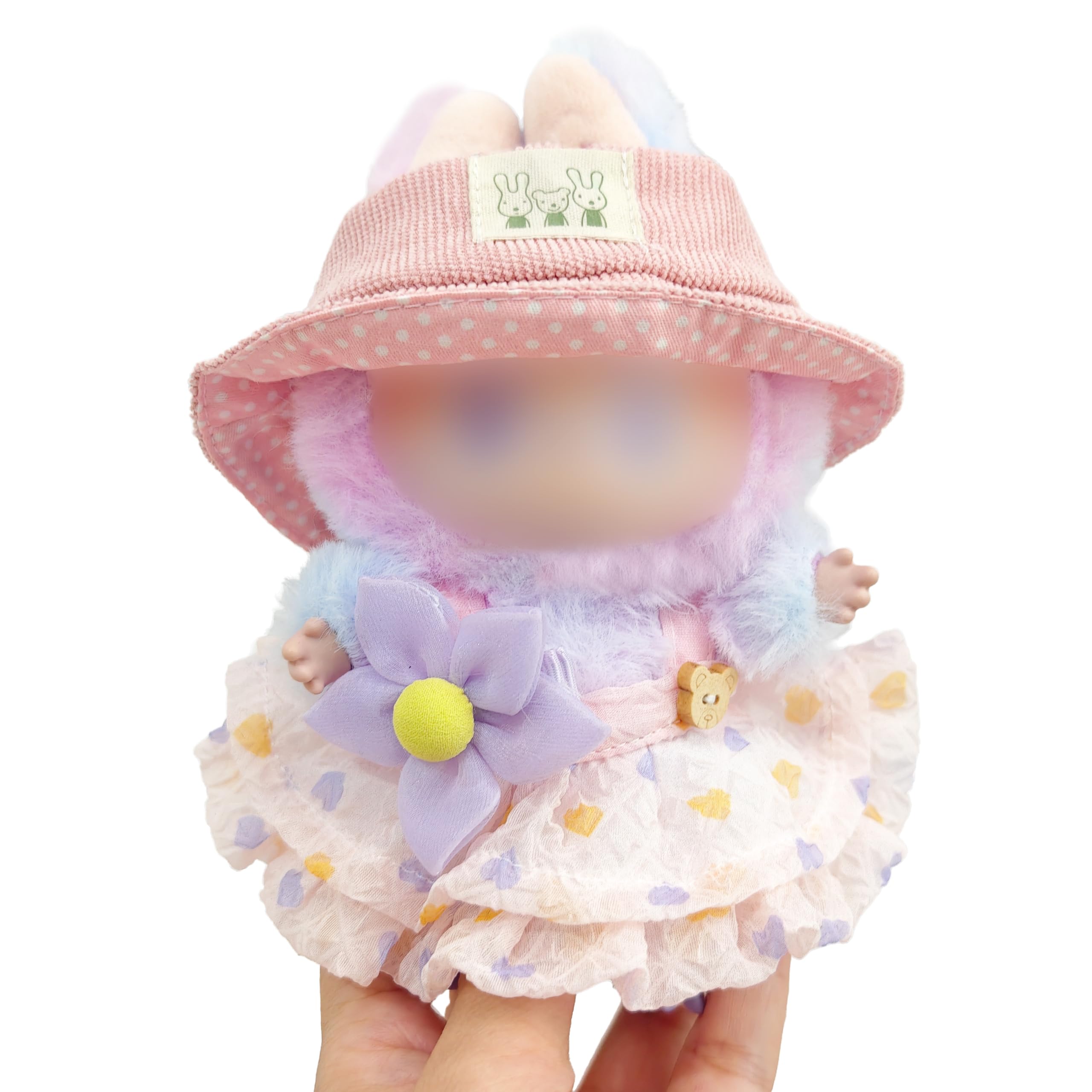 strapless open back dress Handmade Labubu Pink and Green Plaid Dress with Bow Green main image 0