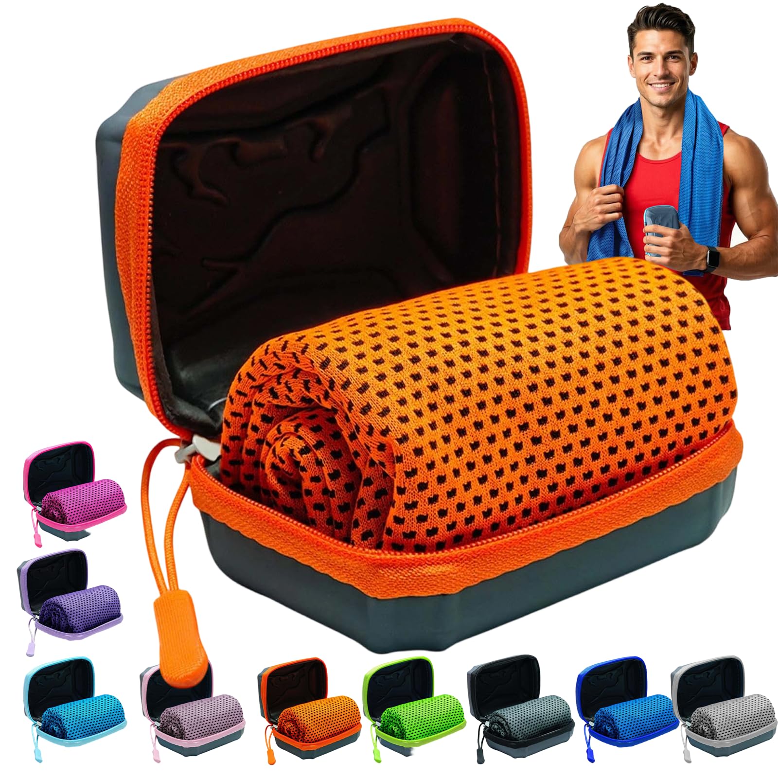 Cooling Towels,30x80 Cm Breathable Instant Quick Drying Ice Cool Microfibre Cloth,Ice Cool Microfibre Towel for Neck & Face,Cool Towels For Extreme Heat For Gym Workout Running Yoga Golf (Orange) โ image 1