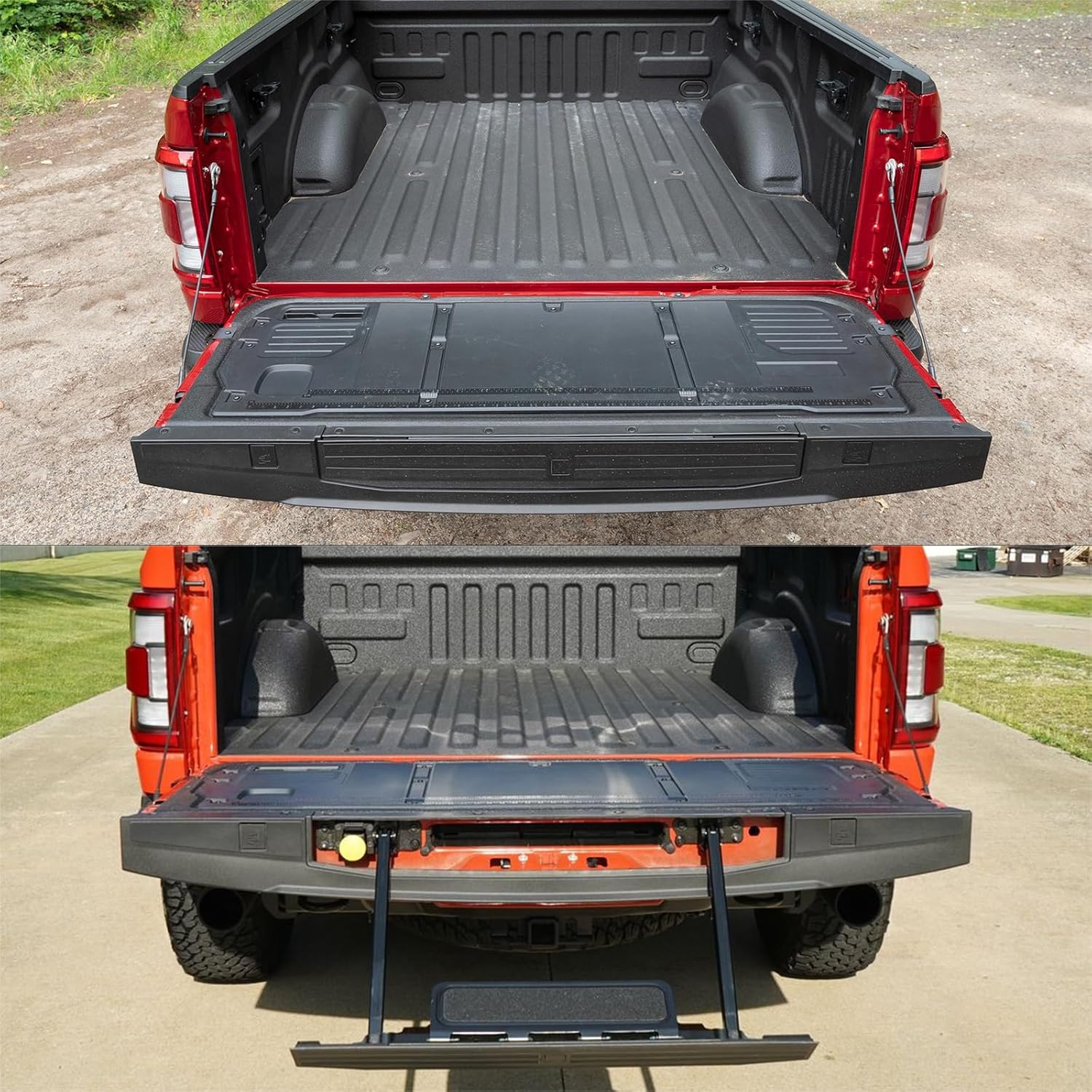 FREEMOTOR802 Tailgate Top Protector, Compatible with 2021-2024 Ford F-150 & F-150 Lightning with Flex Step Tailgate, PP Pickup Truck Tailgate Molding Upper Spoiler Cap Cover Guard (Matte Black)