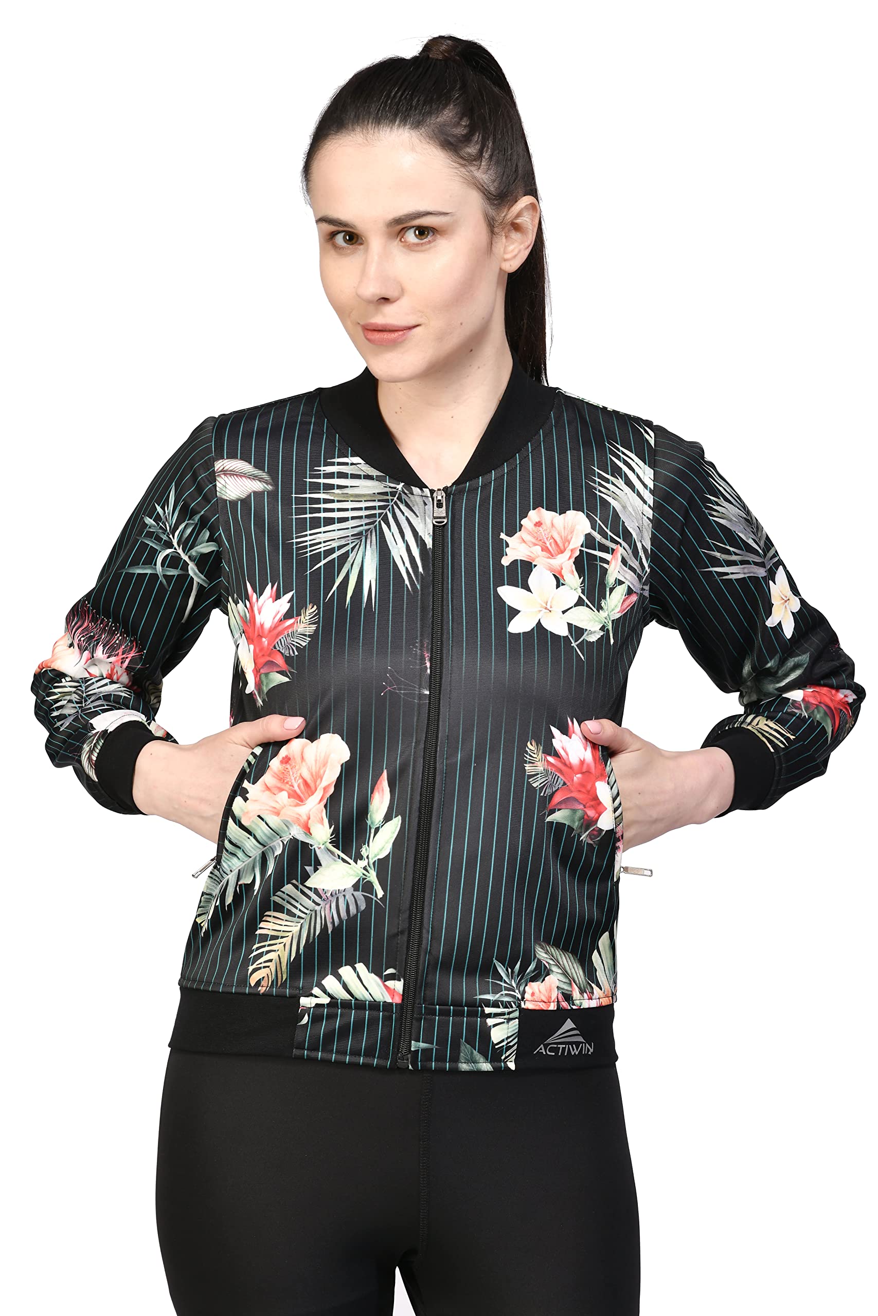 Full Sleeve Plain Women Sweat shirt Jacket Floral Blackprint-picture-36