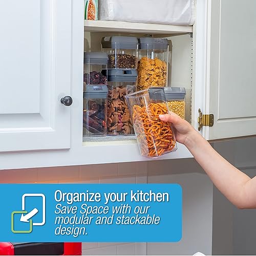 Miniatura 6 de Juego de 7 recipientes herméticos para almacenamiento de alimentos, contenedores organizadores de despensa, contenedores de plástico sin BPA, más