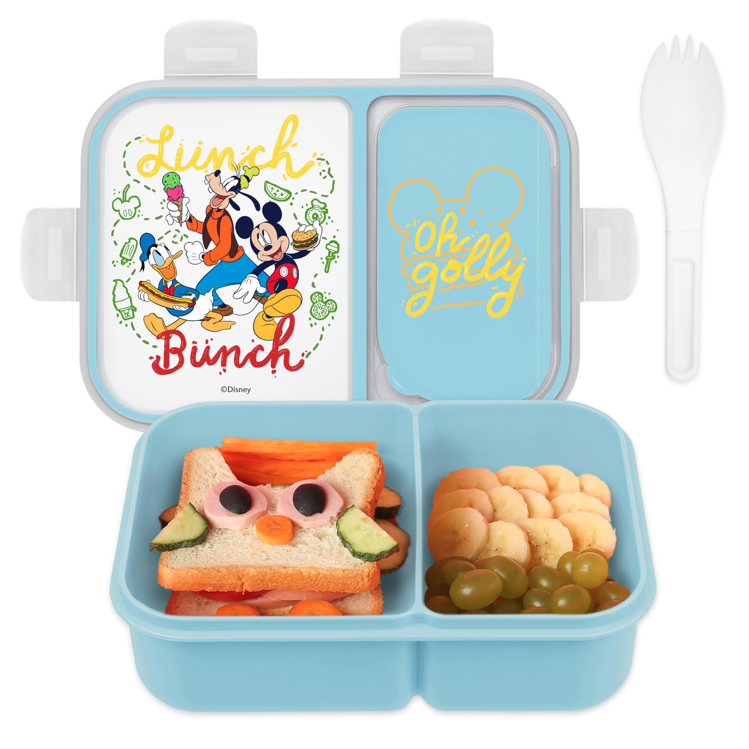 Disney Mickey Bento Box for Kids, Divided Compartments, Leak-Proof