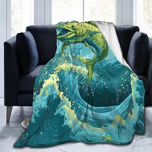 Miniatura 3 de Manta de pescado divertida decoración de peces del océano, regalos para niñas, niños, amantes de la pesca, ropa de cama de invierno, súper cálida,