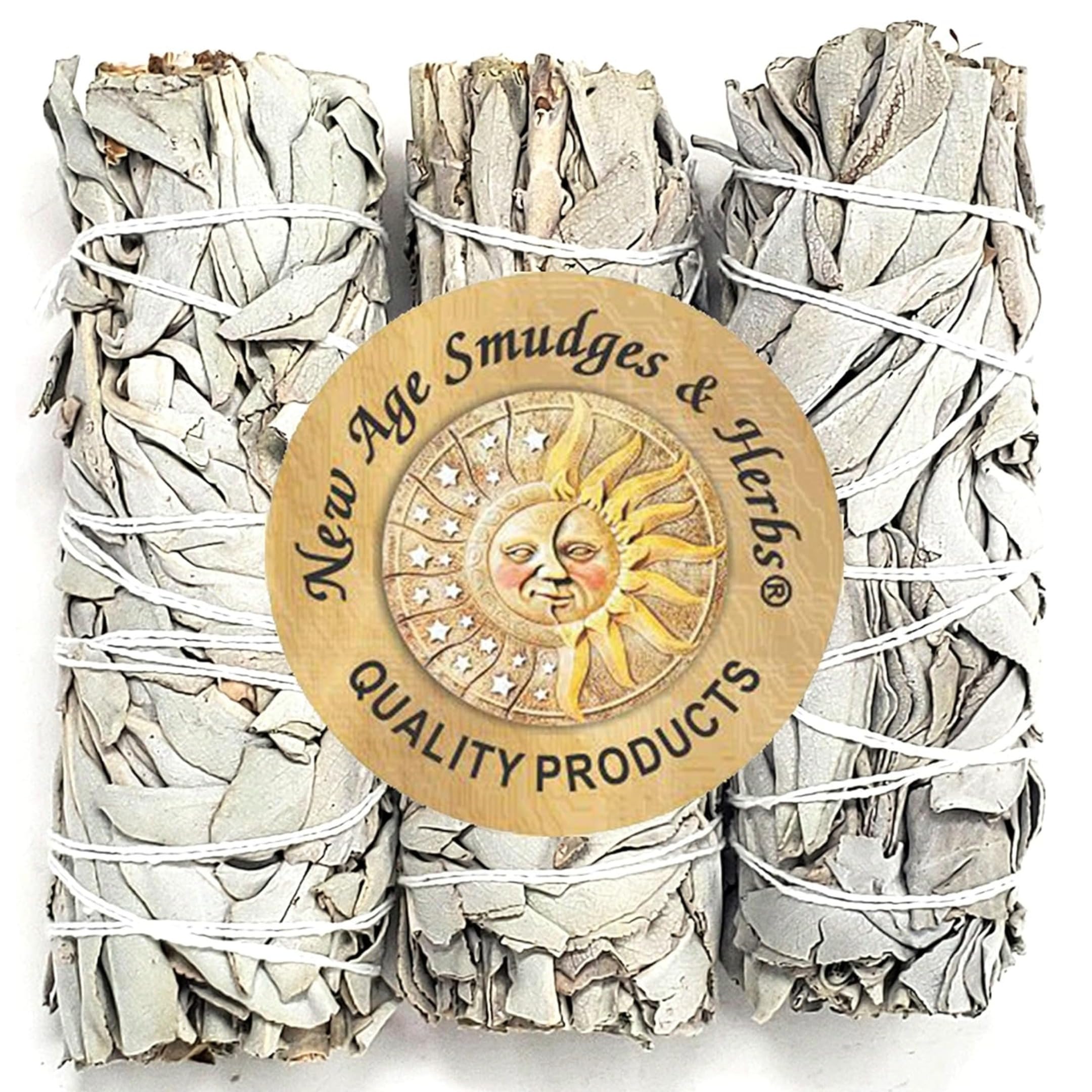 (Pack of 3)-New Age Smudges & Herbs -Premium California White Sage Incense 4 Inches Long. Home Cleansing Incense,Fragrance,Meditation,Smudging Rituals.California Smudge Sticks Rituals -4 Inch