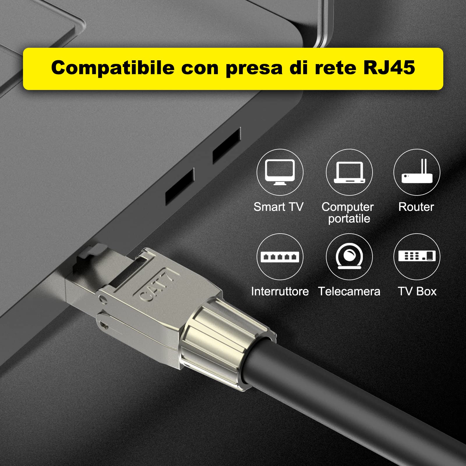 VCELINK Cat 7 Cat6a RJ45 Connettori, Spina di Rete Modulare, 12 Pezzi | Spina RJ45 modulare LSA senza attrezzi PoE, schermata, supporto 10Gbps per cavi rete