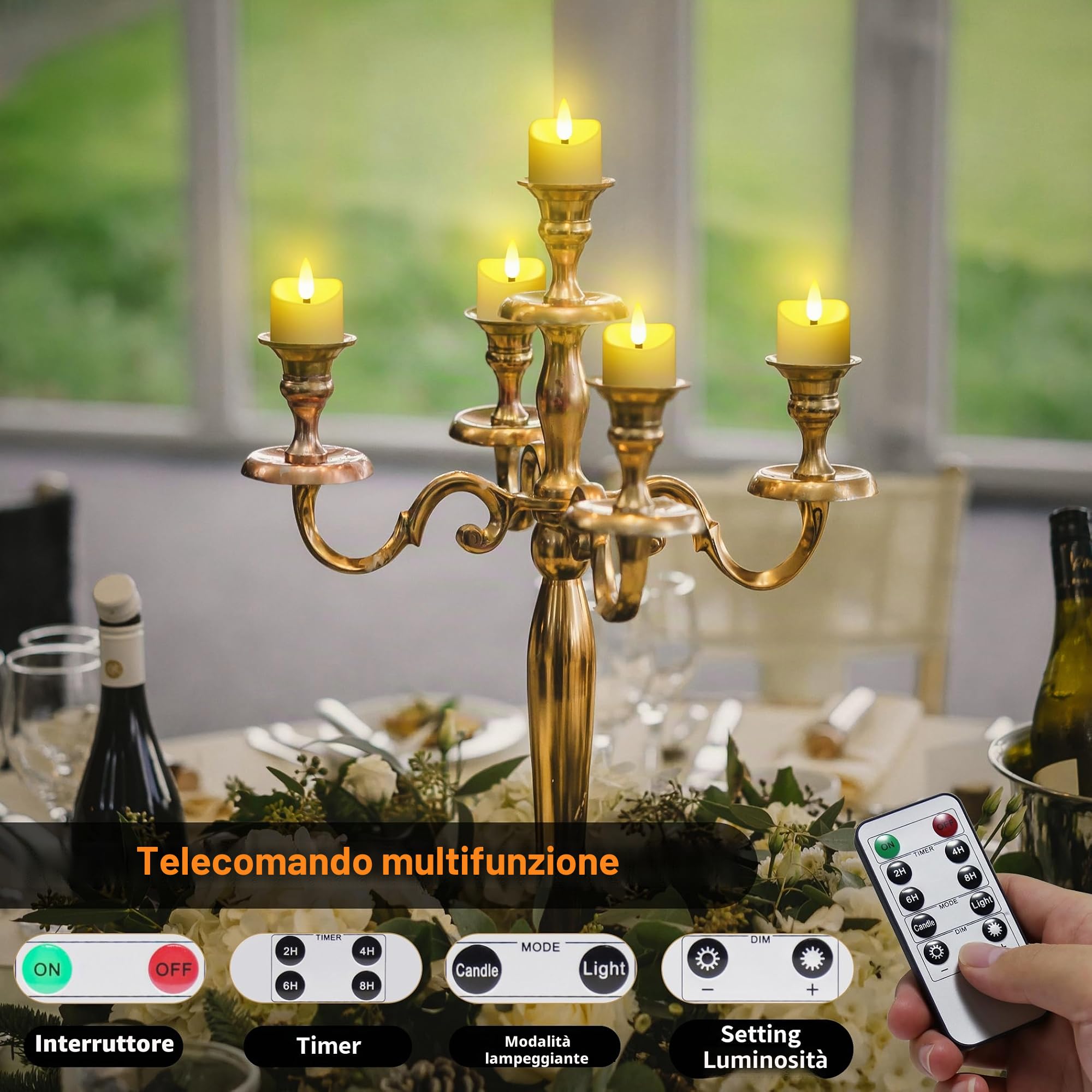 daphomeu Candele LED Ricaricabili Con Telecomando 12 Pezzi, Senza Fiamma, Con Funzione Timer, Simulazione, Candele Elettriche, Per Matrimonio, Festa, Halloween, Natale, Decorazione Della Casa