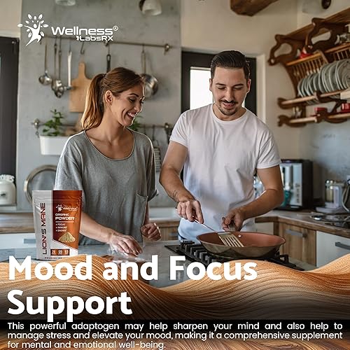 Miniatura 7 de WELLNESS LABSRX Polvo de melena de león, suplemento de hongos 2000 mg Suplemento de melena de león Complementos cerebrales en polvo de hongo