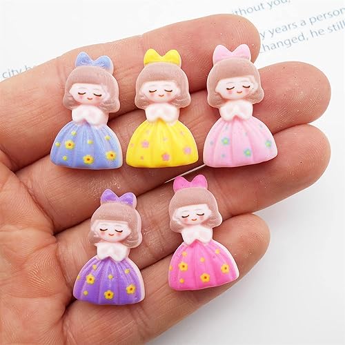Miniatura 2 de 20 piezas de adornos de princesas de resina Kawaii para niñas, cabujones para manualidades, álbumes de recortes, decoración de arte para