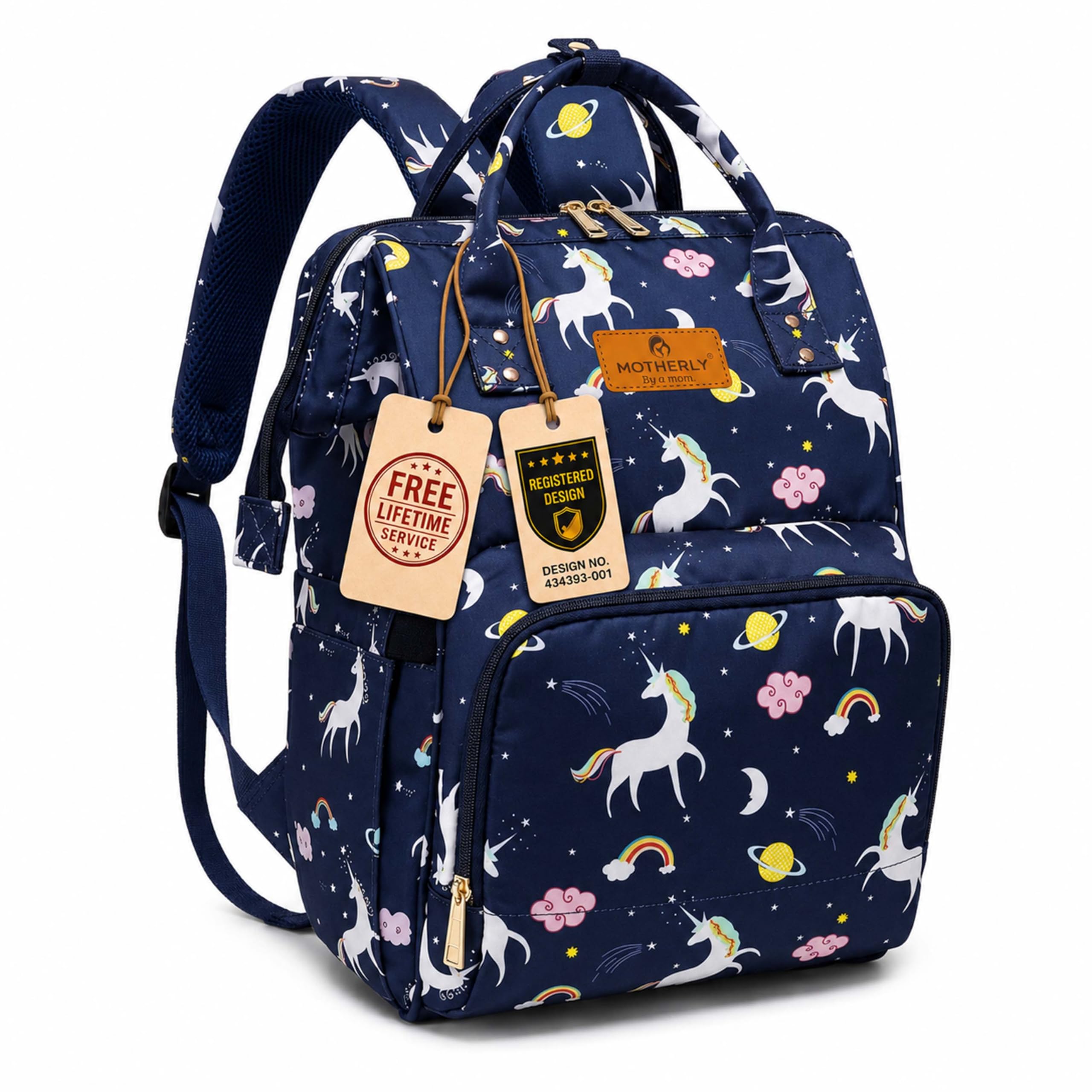 Motherly Elegant Diaper Bag for Mothers for Travel, Maternity Bag for Newborn Baby, Mothers Travelling Bag, Multipocket Water Resistant Baby Bag, Hospital Bag for Moms (Unicorn Light Green)-image-9
