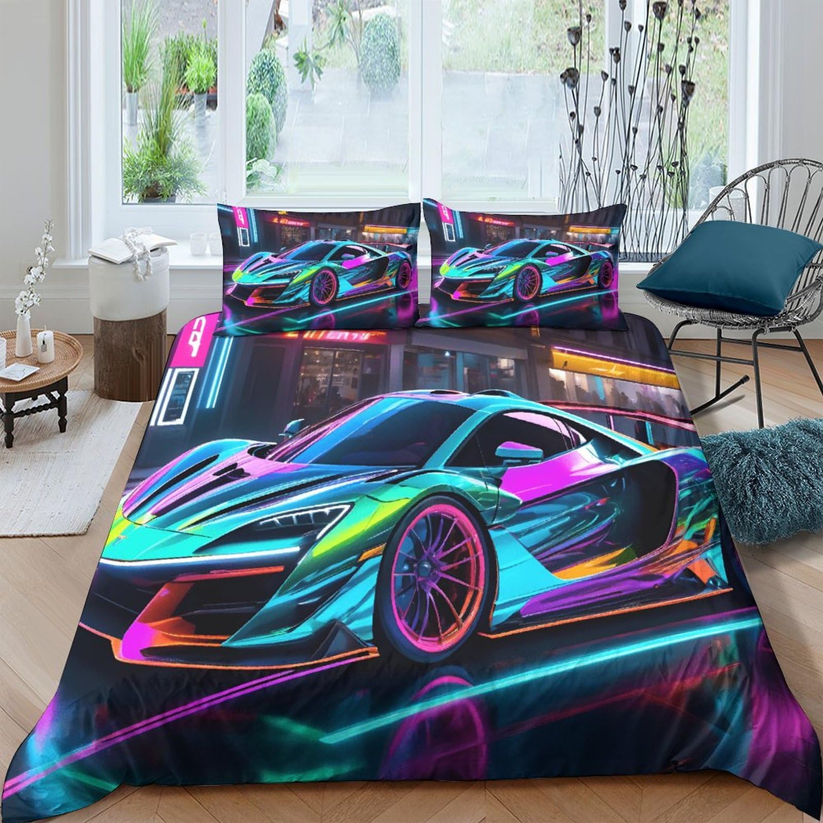 Parure de lit microfibre hypoallergénique contre les acariens pour grand lit