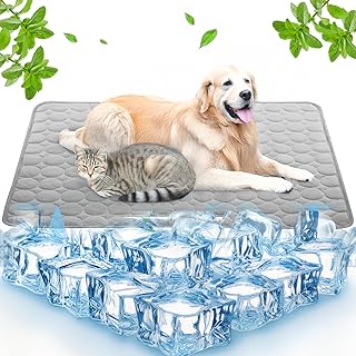 Mulomir Kühlmatte für Hunde Katzen, Haustier Waschbar Kühldecke, Sommer Selbstkühlende Hundematte für Drinnen, Draußen und Auto (Grau, 70x55cm) product image