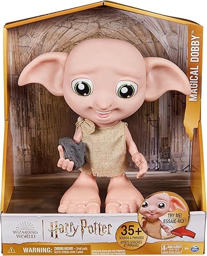 Miniatura 2 de Wizarding World Harry Potter, muñeca mágica interactiva de elfo Dobby con calcetín, más de 30 sonidos y frases, 8.5 pulgadas, juguetes para niños a