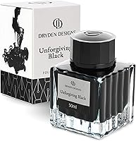 Vista 1 de Dryden Designs Botella de tinta para pluma estilográfica, edición de lujo, flujo suave, diseño compacto, 1.7 fl oz, color negro implacable