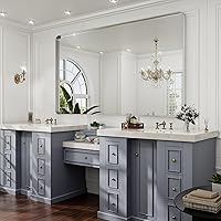 Vista 131 de Hasipu Espejo de baño LED con luces de 40 x 26 pulgadas, espejo de luz con marco de metal negro para tocador, antiniebla, regulable, 3