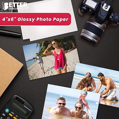 Miniatura 2 de Better Office Products Papel fotográfico brillante, 4 x 6 pulgadas, 200 hojas, 7.05 oz/m², 4 x 6, paquete de 200 unidades