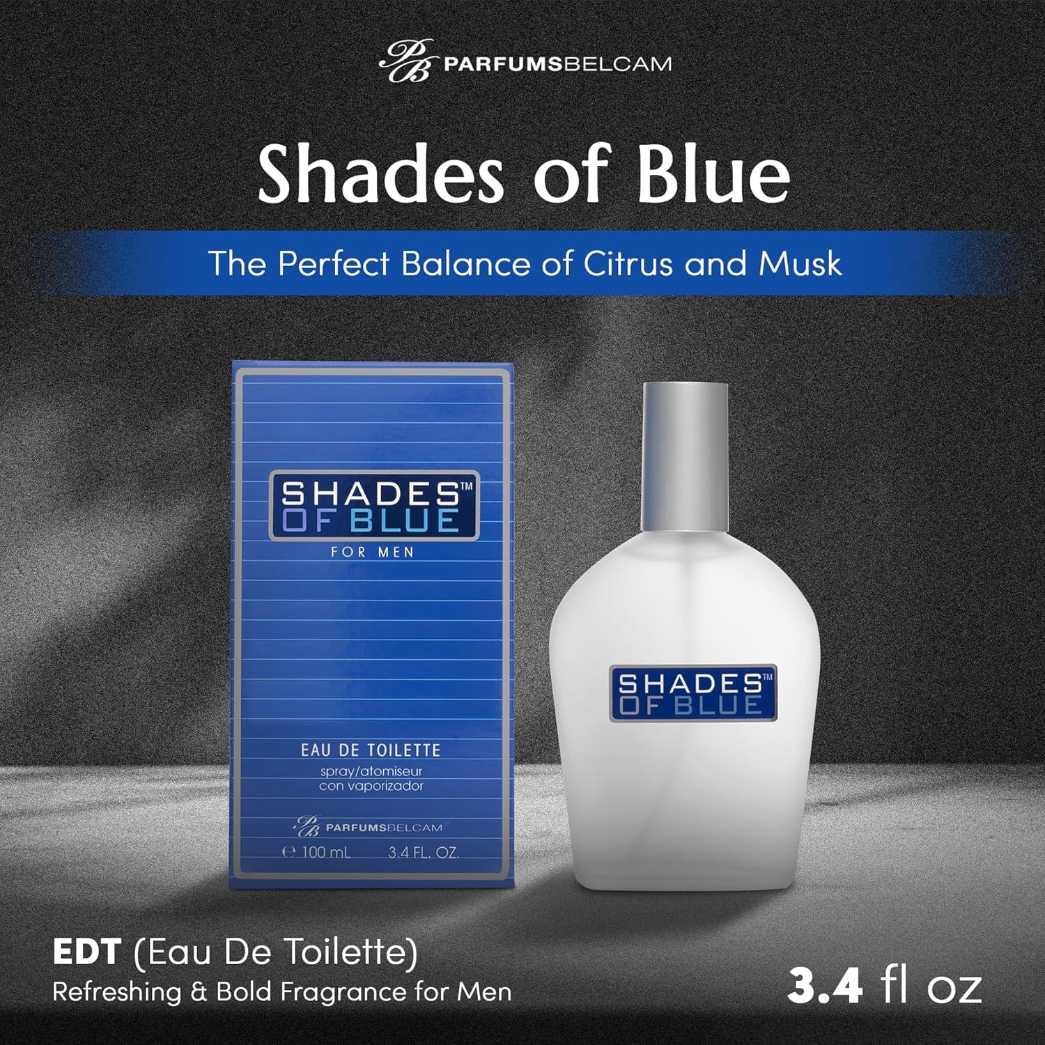 PB ParfumsBelcam Shades of Blue for Men, Our Version of Prestige Designer Eau de Toilette Spray, 100 mL. - Image 3