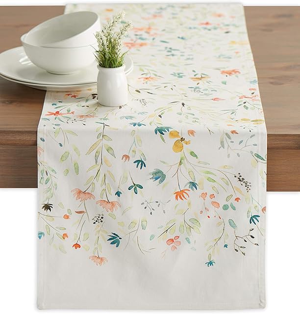 Maison d' Hermine Colmar 100% Cotton Table Runner Farmhouse Tabletop Cover for Home Kitchen Dining Décor Cocktail Parties Family Dinners Wedding Spring/Summer (37cm x 180cm)