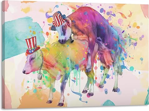 Funny Cow Cartoon Bathroom Canvas Wall Art Decor | Large Funny Highland Cow Cartoon & Western Rodeo Canvas Wall Art Home & Room Decor For Farmhouse Bedroom, Bathroom, Living Room, Kitchen, Dining Room, Cabin | Funny Western Cowboy Rodeo Canvas Animal Wall Art Decor | Funny, Inappropriate, Humorous & Rude Cow Gift For Men, Women, Cowboys, Ranchers Large, 18" x 24"
