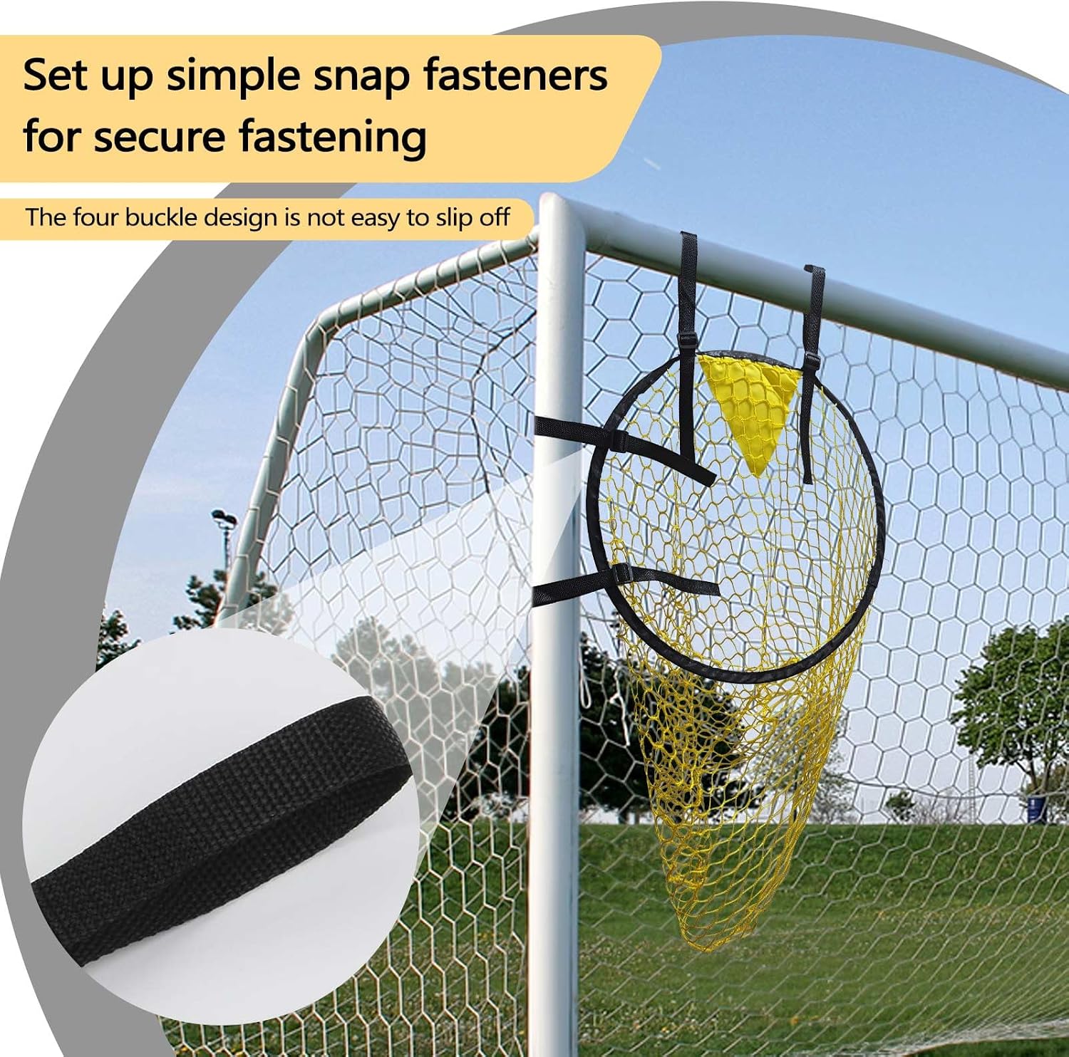 ASTIMESA 2 Pieces Easy to Attach and Detach Soccer Target Net Training, Portable Football Target Net for Corner Shooting Accuracy Practice, Fits Most Standard Goals with Adjustable Long Straps