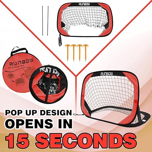 Miniatura 3 de RUNBOW Portería de fútbol portátil desplegable de 3.3 x 2.2 pies para niños, red de fútbol para niños, diversión al aire libre en patio trasero y