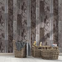Vista 142 de Yun-aeon Natural Wood-Dark Grey Wood Contact Paper Peel and Stick Wallpaper 17.3"x 80"Self Adhesive Removable Vintage Faux Wood Wall Paper Plank