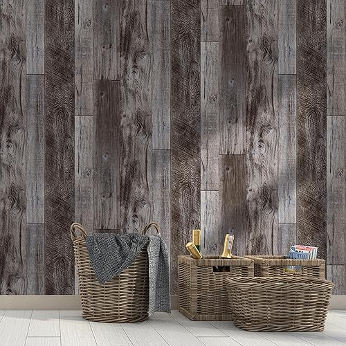 Miniatura 142 de Yun-aeon Natural Wood-Dark Grey Wood Contact Paper Peel and Stick Wallpaper 17.3"x 80"Self Adhesive Removable Vintage Faux Wood Wall Paper Plank