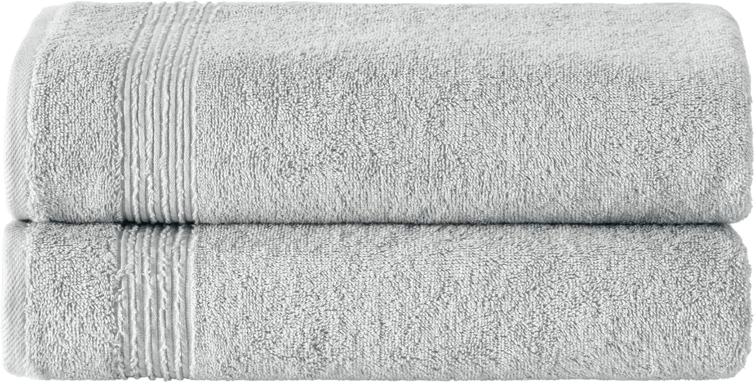 Ozdilek 2-Piece Bath Towels, 27x54 100% Turkish Cotton, Luxury Quick Dry, Extra Large, Fade-Resistant, Eco-Friendly, Spa Towel, Comfortable (Grey)