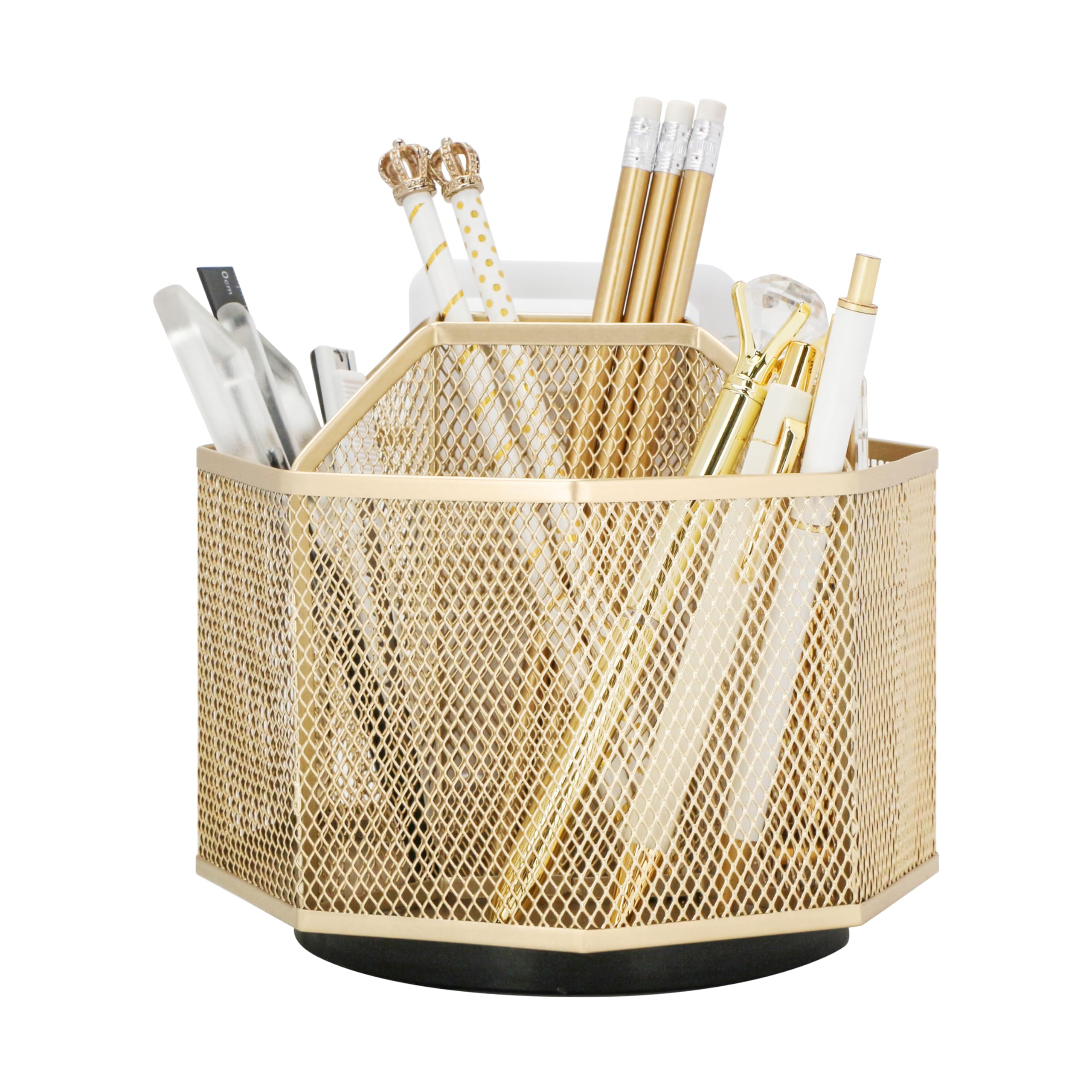 Exerz Gold Desk Organiser/Desk Tidy Caddy/Pen Holder/Multifunctional Organiser (Golden)