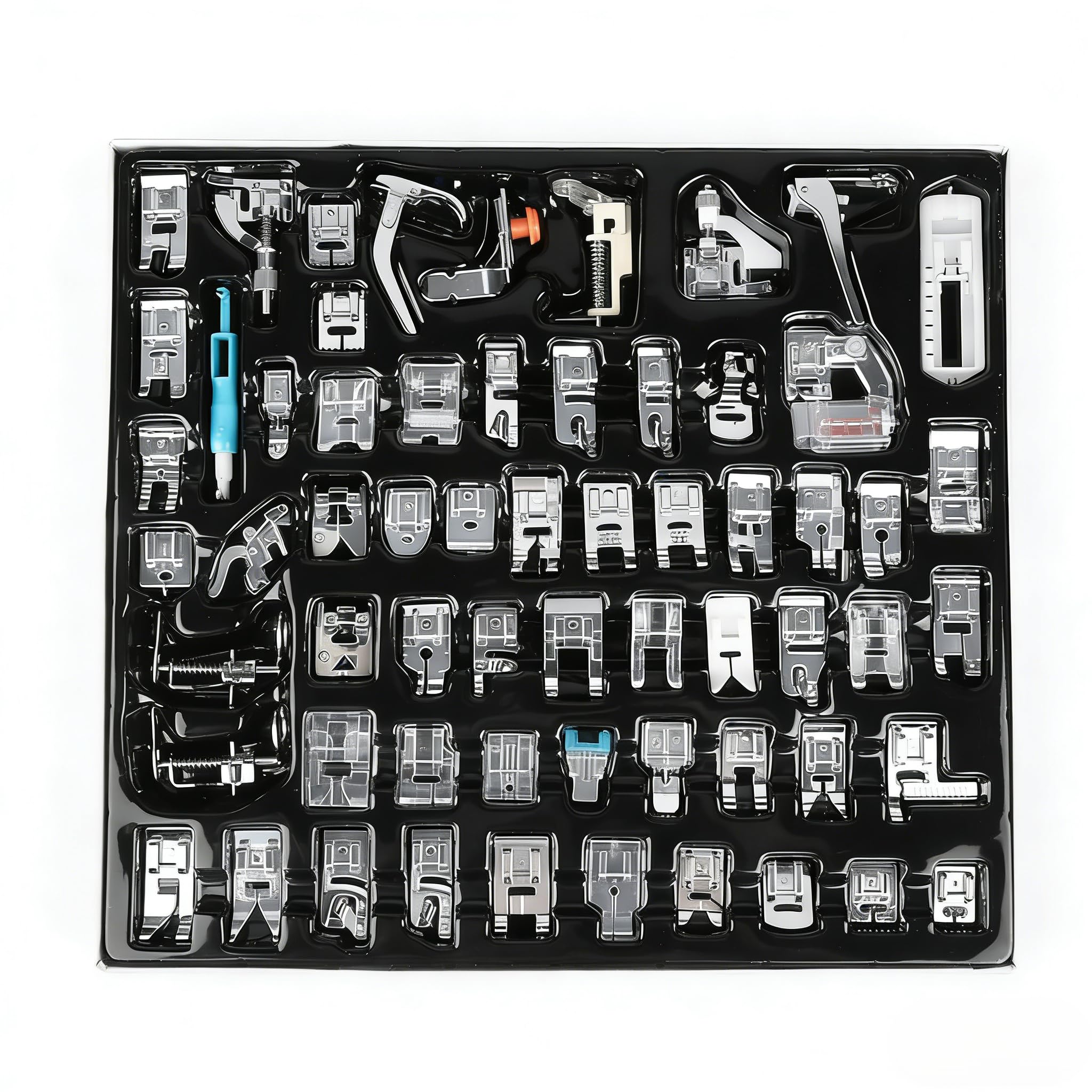 Lot de 62 Pieds Presseurs pour Machine à Coudre, Pièces De Machine à Coudre Multifonctionnelles pour Brother, Babylock, Singer, Elna, Toyota
