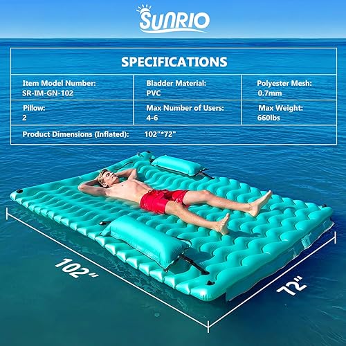 Miniatura 3 de Alfombra flotante inflable gigante mejorada 2025 - Flotador de piscina para adultos con hamaca para piscina, piscina, playa, lago para fiesta