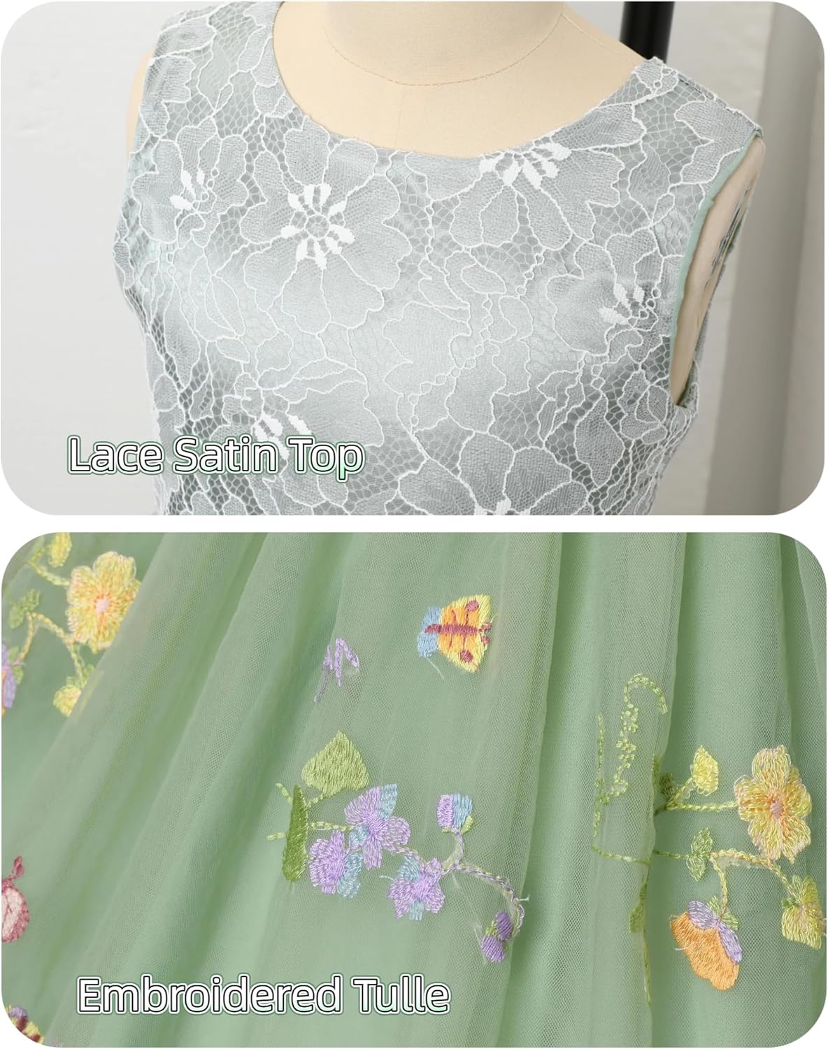 Flower Girl Dress for Wedding Toddler Tulle Embroidered Lace V-Back Formal Birthday Party Dresses 2-7T - Image 6