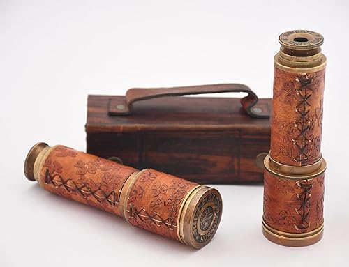 Miniatura 8 de WOANIN 1915 London Brass Maritime - Telescopio pirata vintage de cristal espía 15x, telescopio pirata funcional de latón y visión clara, maravilloso