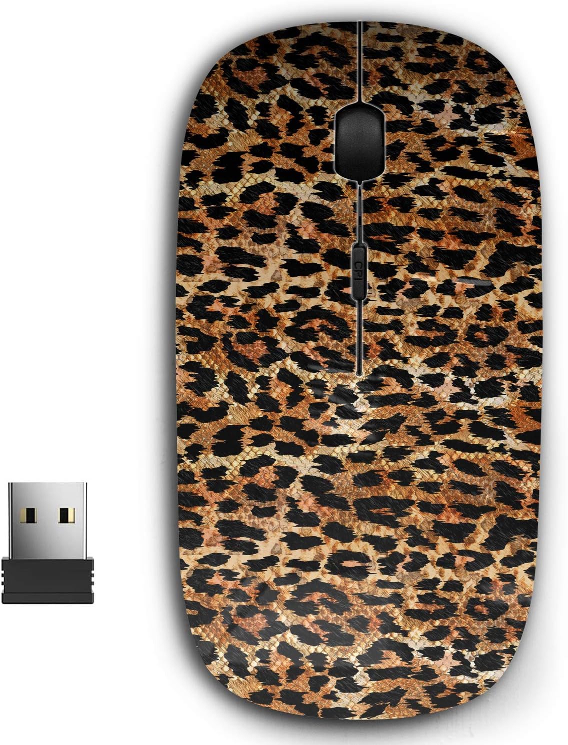 2.4G Ergonomic Portable USB Wireless Mouse for PC, Laptop, Computer, Notebook with Nano Receiver (Leopard Animal Print)