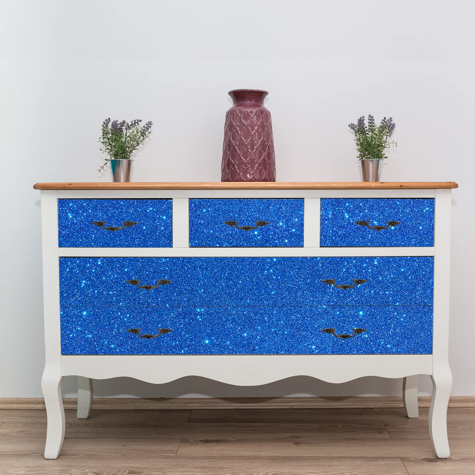 Chihut Teal Blue Glitter Wallpaper For Bedroom Blue Sparkle Peel And Stick Wallpaper Removable Fabric Wall Paper Roll For Walls Self Adhesive Glitter - View #2