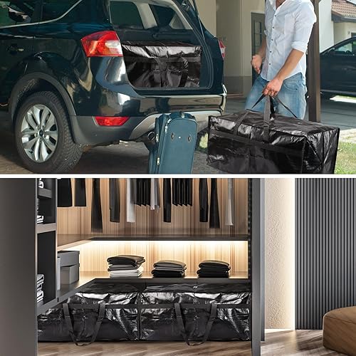 Miniatura 7 de Fixwal Paquete de 4 bolsas de mudanza, suministros de mudanza, bolsas de almacenamiento grandes de gran tamaño con correas de mochila, asas fuertes,