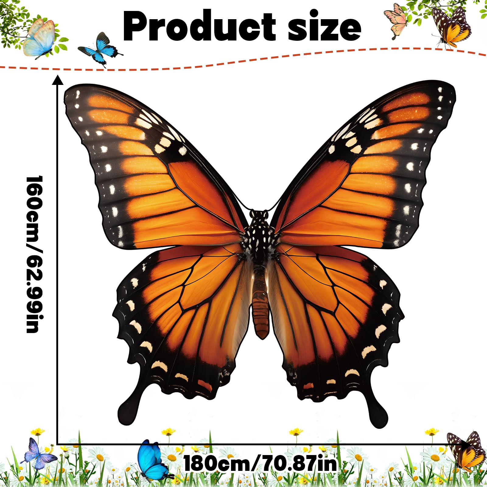 Blue Butterfly Wings Backdrop Dreamlike Portrait Photo Background For Photography Vinyl Events Party Banner Decorations 150*100cm I.453530699