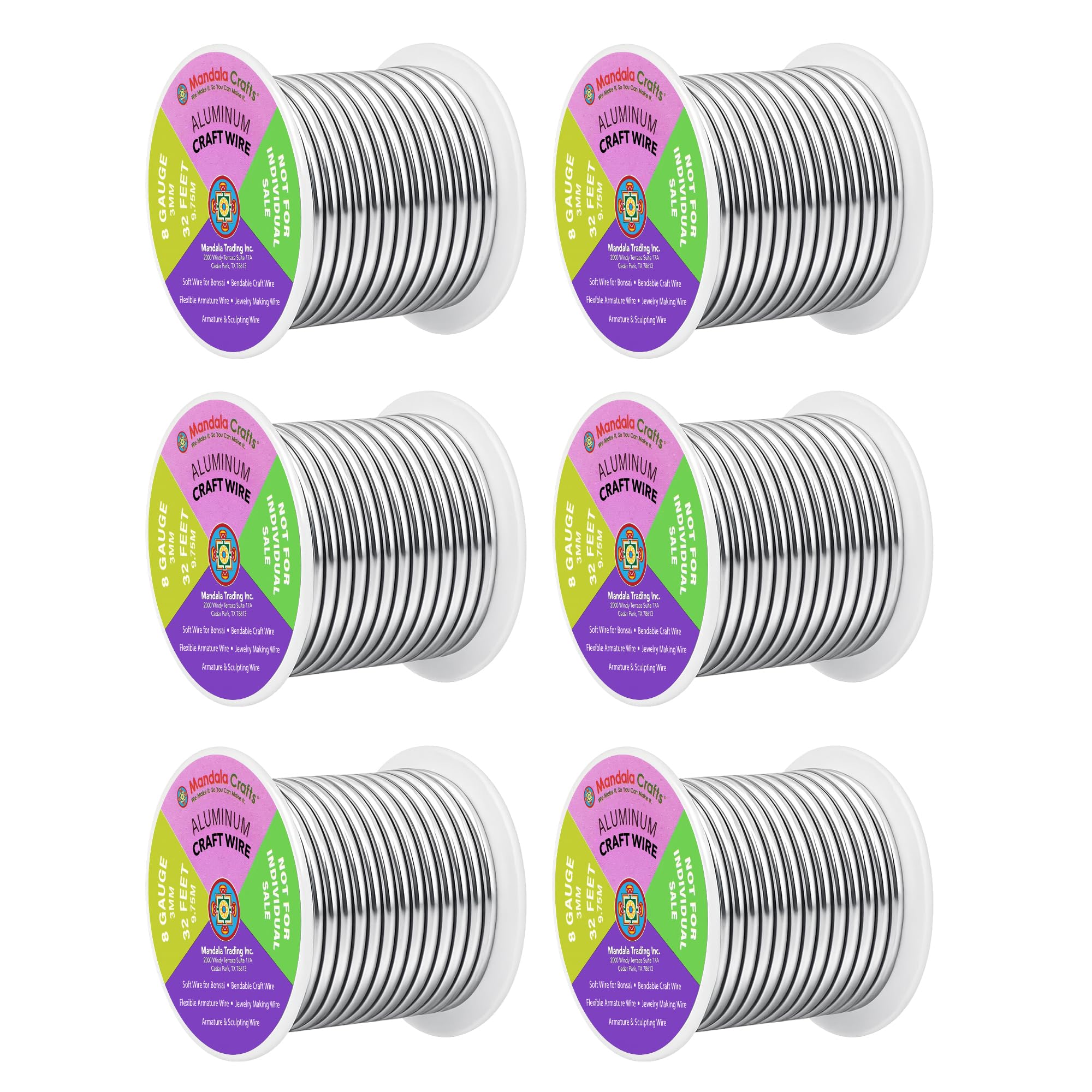 Mandala Crafts 8 Gauge Silver Tone Combo Anodized Aluminum Craft Wire